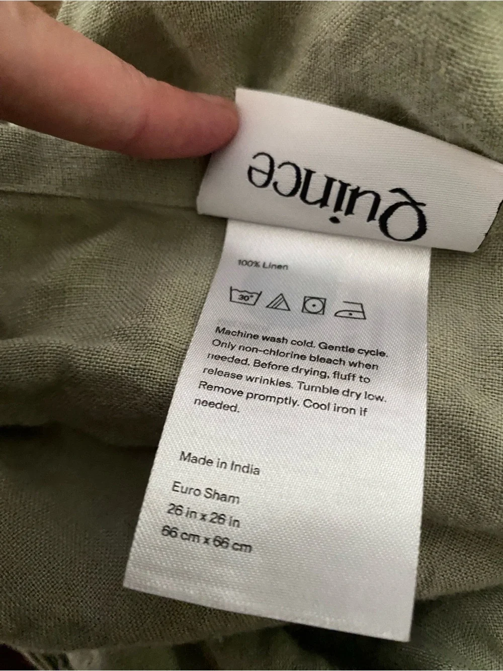 Quince Linen Pillow Cover - Sage Green - 26x26